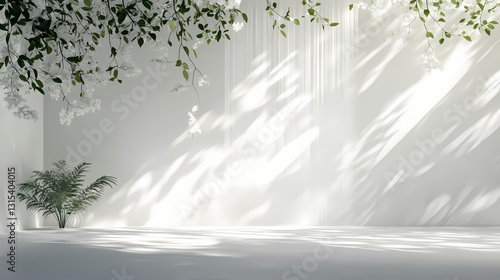 White wall with soft light streaks and shadow. Glistening - Waterfall. Illustration