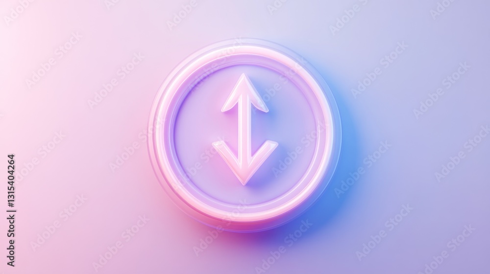Neon Up and Down Arrows Icon in Pastel Gradient, Modern Design for Technology, User Interface, Neon Up and Down Arrows Icon in Pastel Gradient, Modern Design for Technology, User Interface,