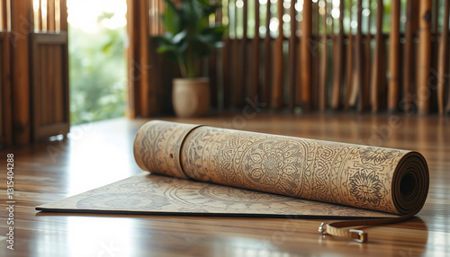 Wallpaper Mural Cork Yoga Mat Mockup for Eco-Conscious Studios Torontodigital.ca