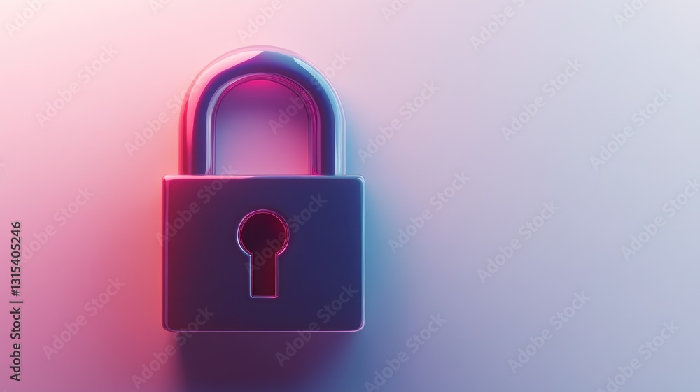 Secure Digital Protection: A Modern Lock with Neon Glow for Cybersecurity Concepts Secure Digital Protection: A Modern Lock with Neon Glow for Cybersecurity Concepts