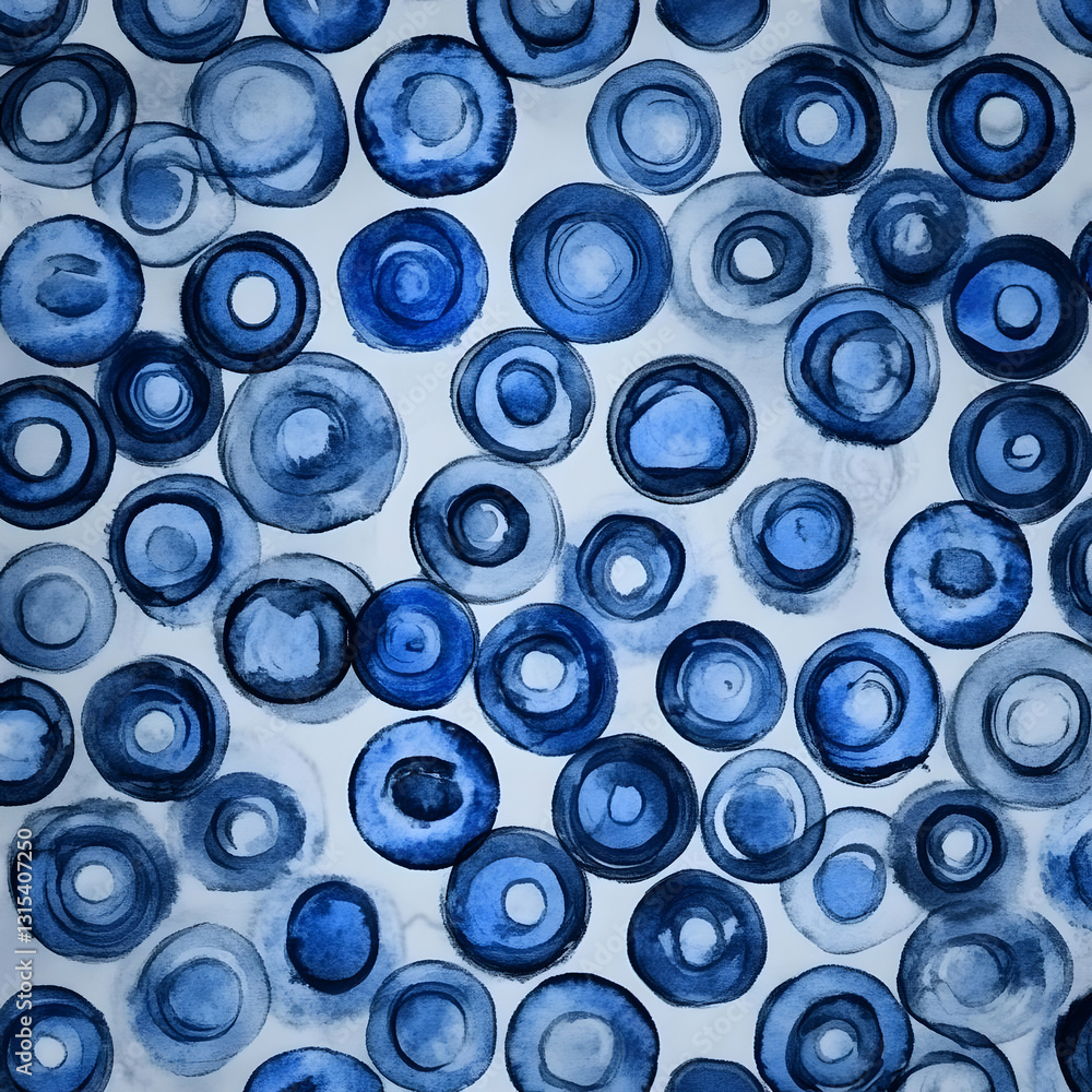 Abstract Blue Watercolor Circles Abstract Blue Watercolor Circles