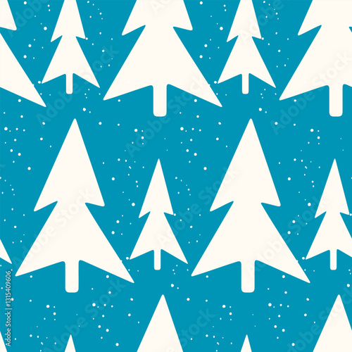 Winter seamless pattern with Christmas tree and snowflakes on color background. Vector illustration for fabric, textile wallpaper, posters, gift wrapping paper. Merry Christmas and New year Vector.