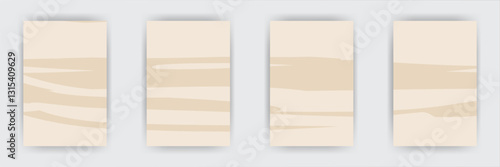 Beige abstract banners, digital design, neutral background, website template