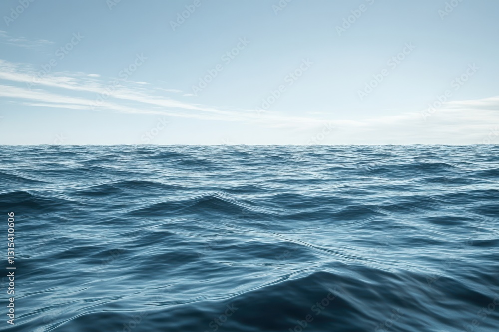 Waves gently rolling under a clear sky over a vast ocean Waves gently rolling under a clear sky over a vast ocean