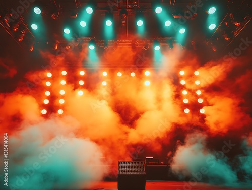 Stage lights, smoke, concert, music