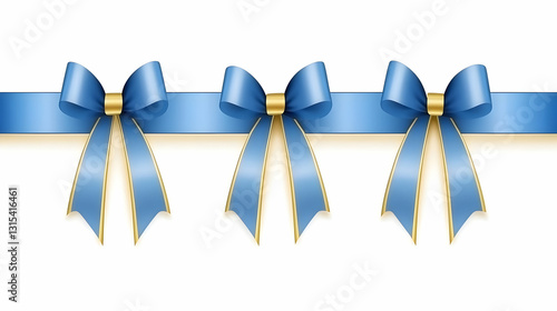 Blue Ribbon Bows with Gold Accents