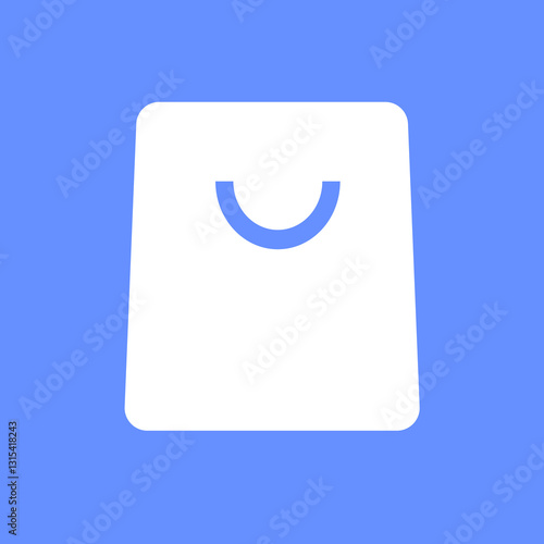 Happy Shopping Experience With A Friendly, Minimalist Design Featuring A White Shopping Bag On A Cheerful Blue Background