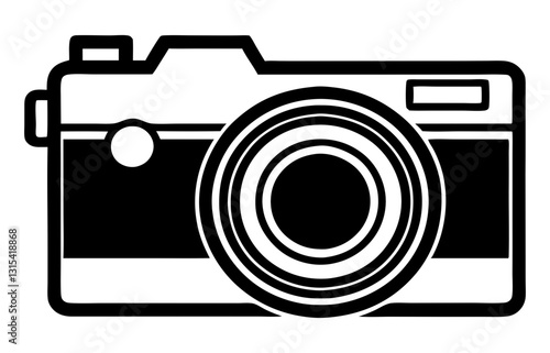 camera black silhouette vector, Simple silhouette Design vector icon with white background. DSLR/SLR vector, Icon vector 