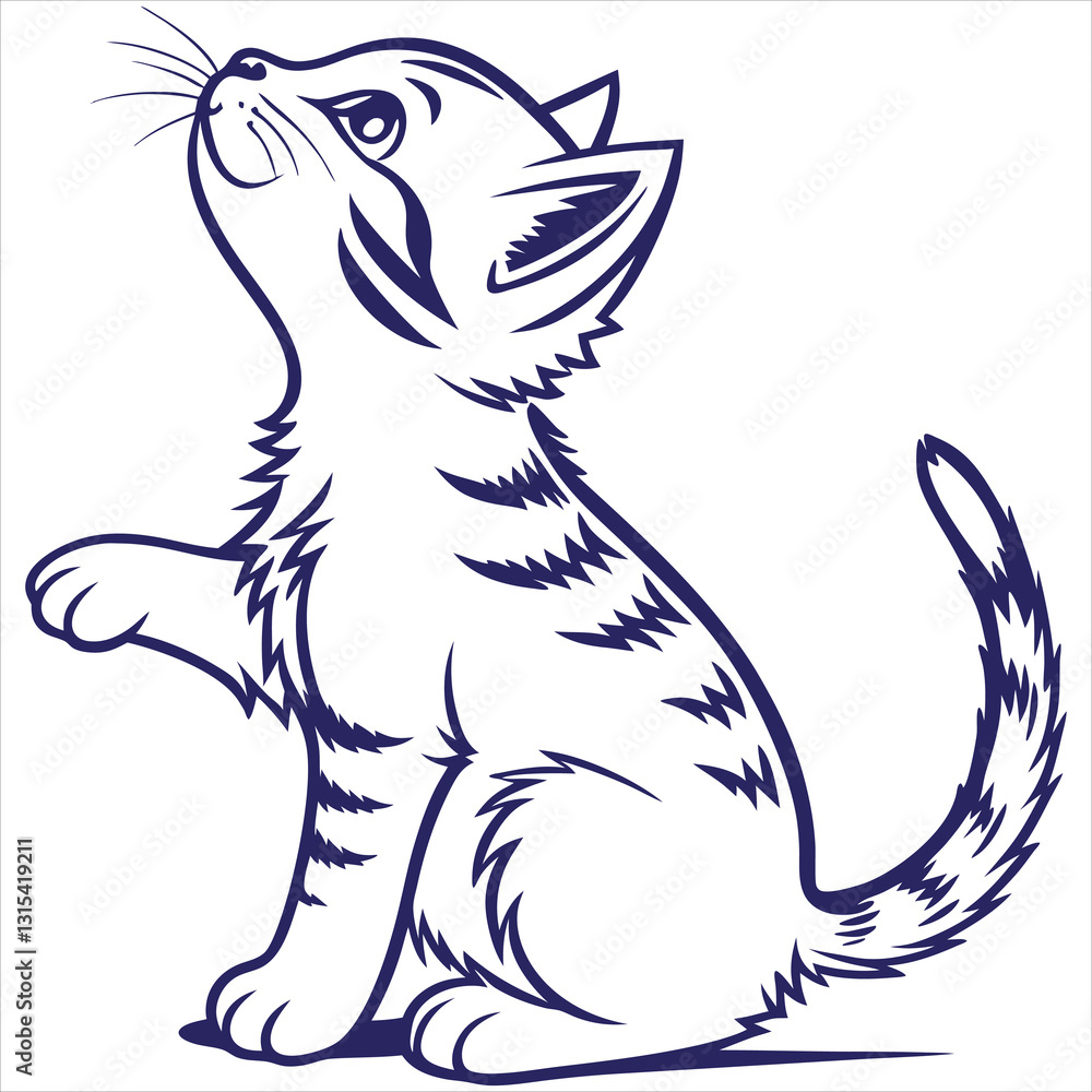 Naklejka premium silhouette cute cat image on white background