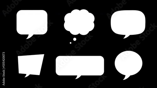 Set speech bubble animated pack on transparent