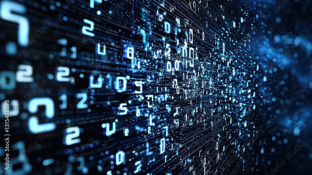 Abstract Digital Data Flowing In Matrix Style With Blue Tones And Numeric Code Abstract Digital Data Flowing In Matrix Style With Blue Tones And Numeric Code