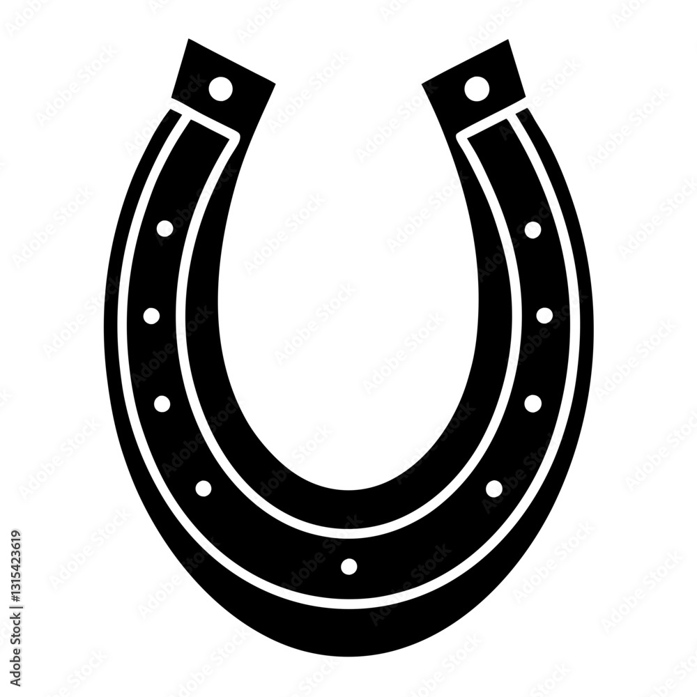 horseshoe black silhouette vector, Simple silhouette Design vector icon with white background. Wild animal vector horseshoe black silhouette vector, Simple silhouette Design vector icon with white background. Wild animal vector