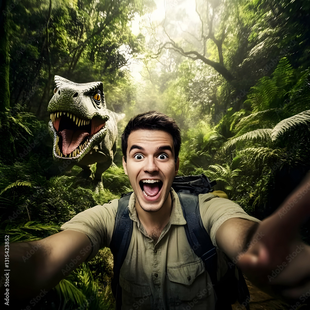 Jungle Selfie with Dinosaur