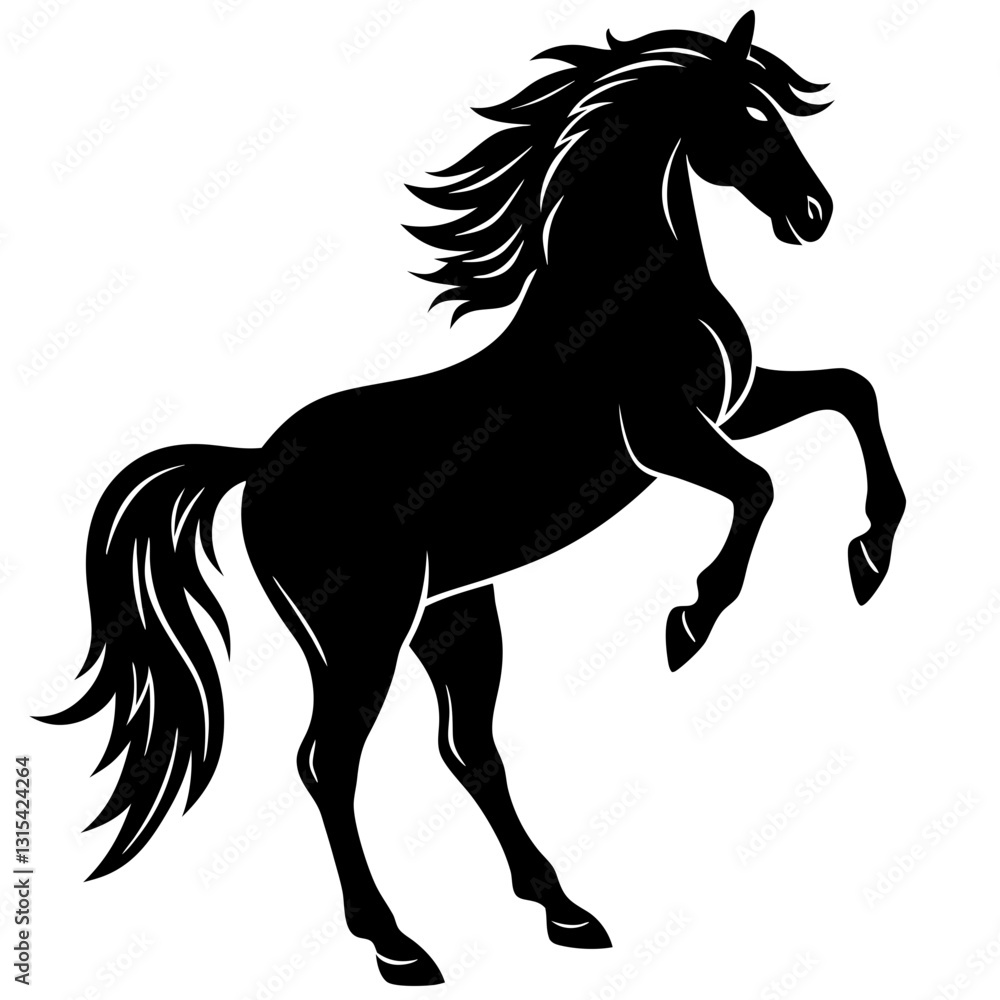 Obraz premium Horse black silhouette vector, Simple silhouette Design vector icon with white background. Wild animal vector
