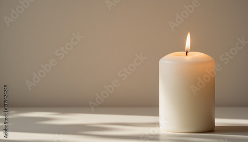 Wallpaper Mural Candle with warm glow casting subtle shadows on a clean surface, symbolizing hope on International Day of Charity Torontodigital.ca