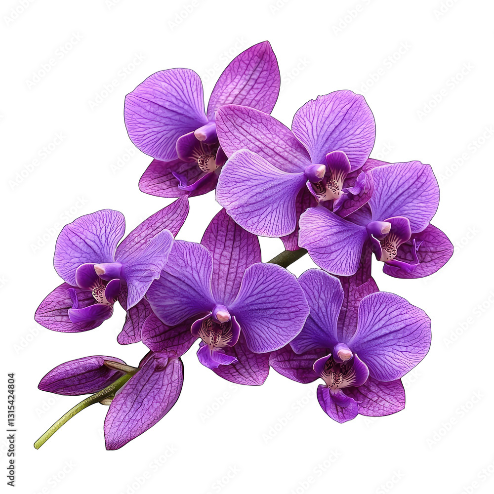 Obraz premium Vibrant Purple Orchids on White Background