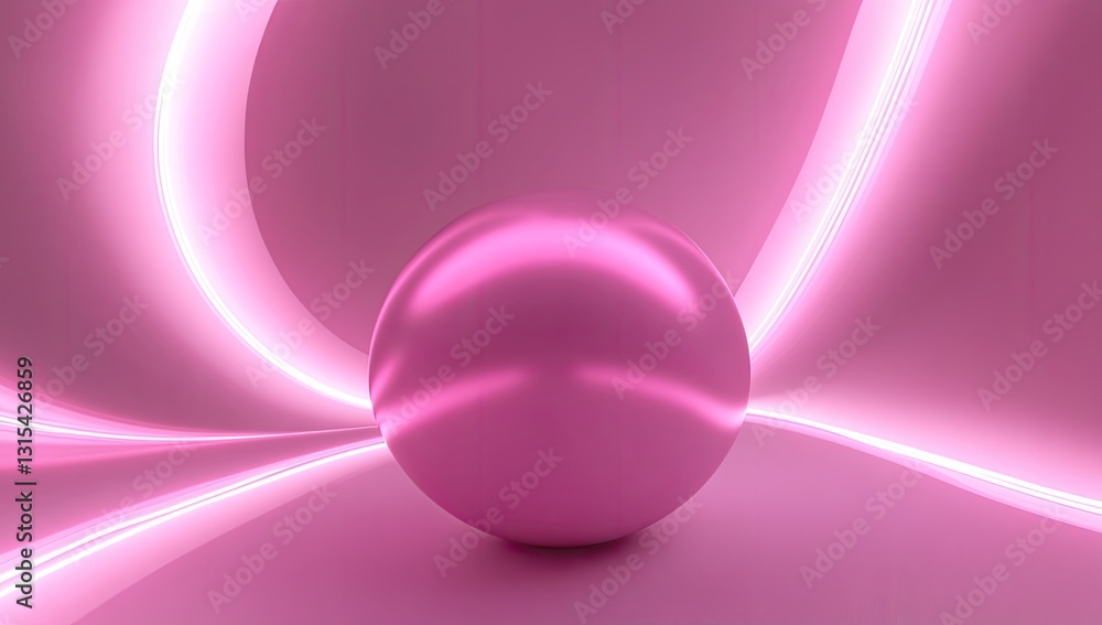 Obraz premium Pink sphere in neon tunnel