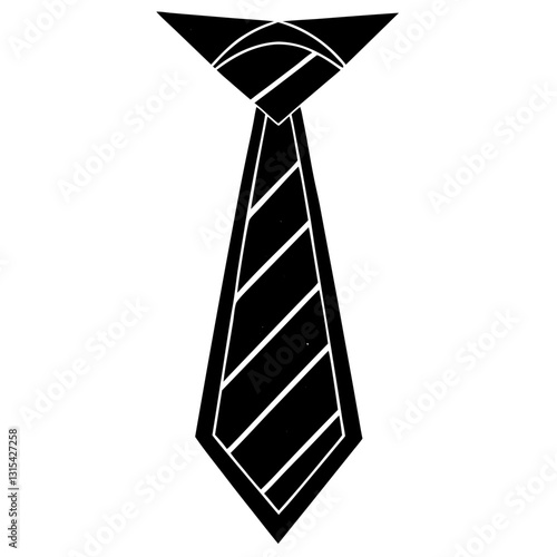 Tie black silhouette vector, Simple silhouette Design vector icon with white background. Dress vector 