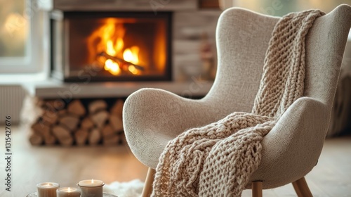 Cozy armchair by fireplace (1)