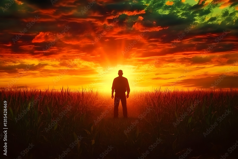 Sunset Silhouette in Field Sunset Silhouette in Field