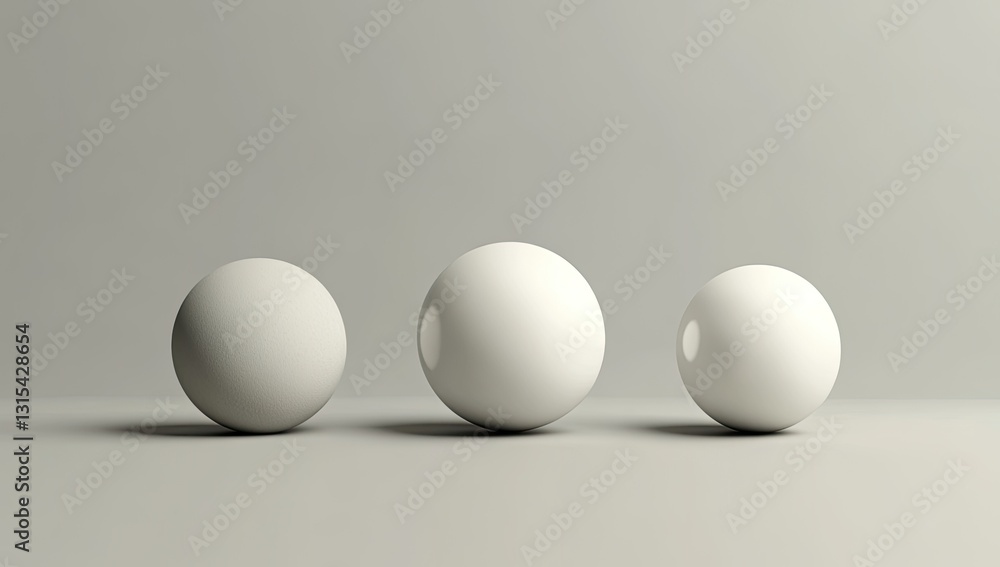 Three white spheres on a plain background Three white spheres on a plain background