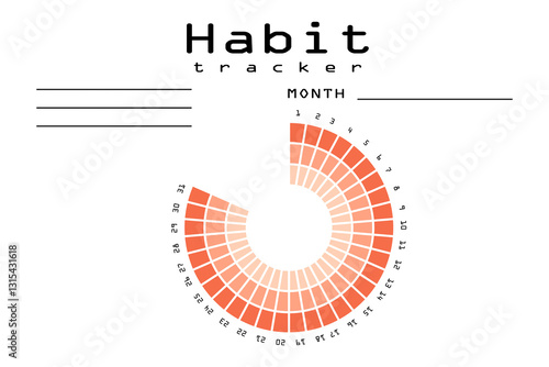 Habit tracker for MONTH. Template mockup. Vector personal organizer. Minimalist simple planner.