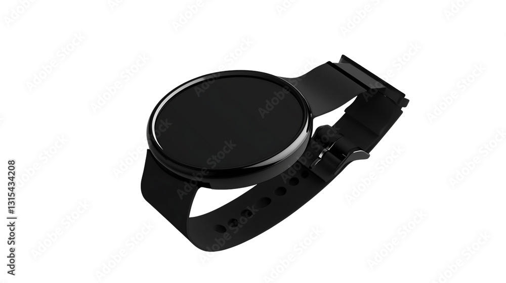 Black Smartwatch with Black Band on Transparent Background, PNG Black Smartwatch with Black Band on Transparent Background, PNG