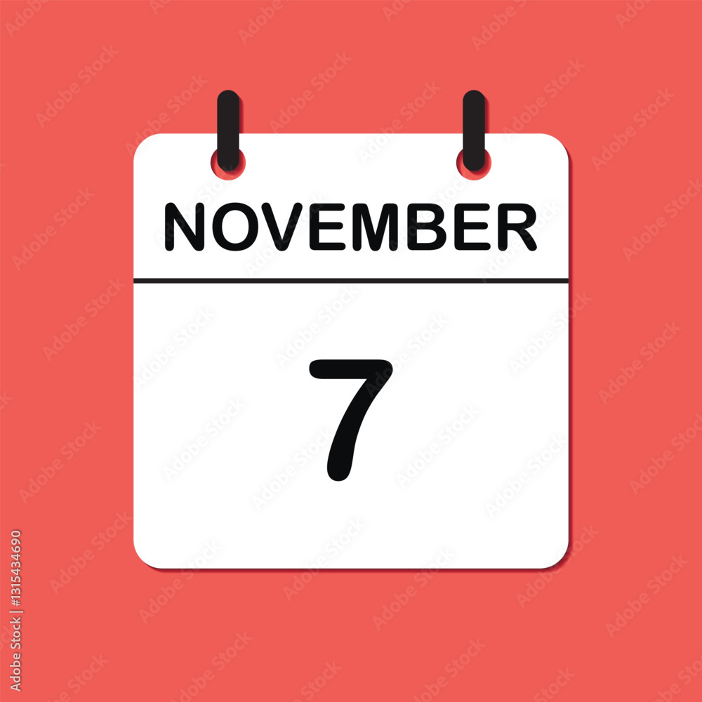 November 7. Daily Calendar icon for design. Simple design for business brochure, flyer, print media, advertisement. Easily editable. November 7. Daily Calendar icon for design. Simple design for business brochure, flyer, print media, advertisement. Easily editable.