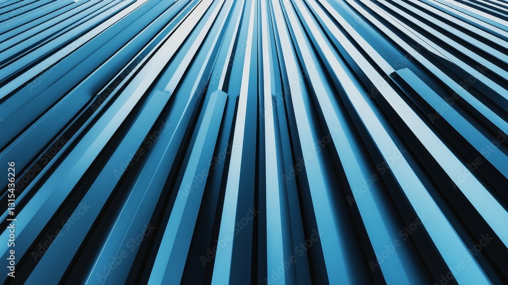 Obraz premium Abstract blue lines converging towards the horizon, creating a sense of depth and movement