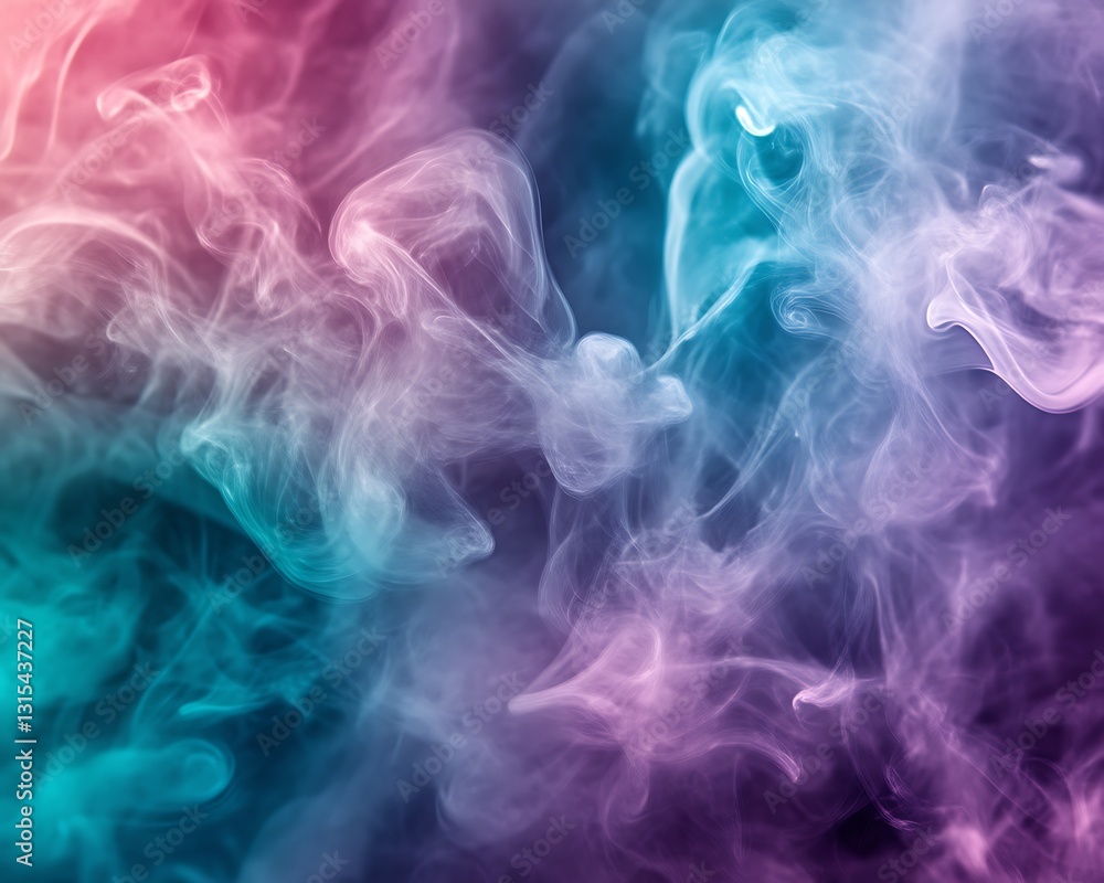 Fototapeta premium Swirling and colorful abstract smoke formations with gradient color transitions