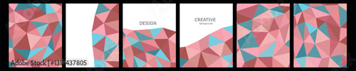 Set of vector cover notebook design. Abstract rainbow minimal triangles halftone template design for notebook paper, copybook brochures, book, magazine. Planner and diary cover for print.