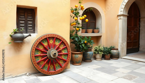 Sicilian Carretto Wheel Art Print for Mediterranean Branding