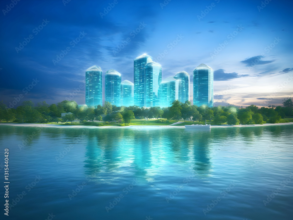 Futuristic Cityscape by the Water Futuristic Cityscape by the Water