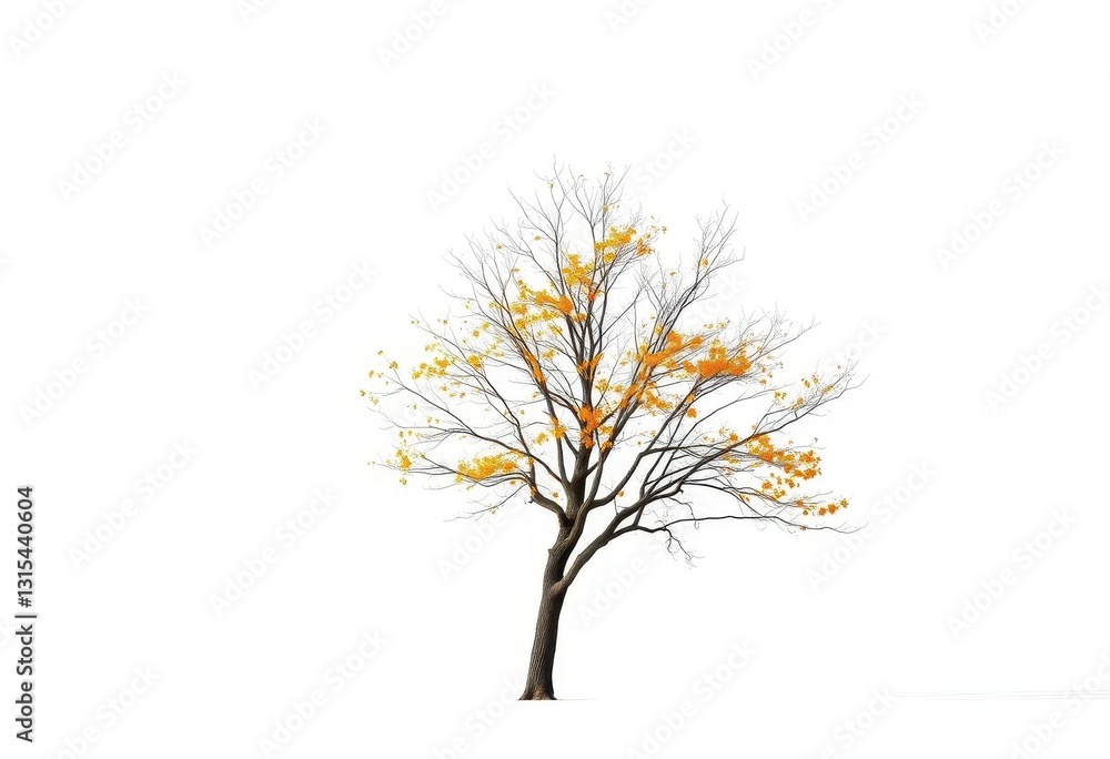 Lone deciduous tree, stark branches against pure white, life, scenic Lone deciduous tree, stark branches against pure white, life, scenic