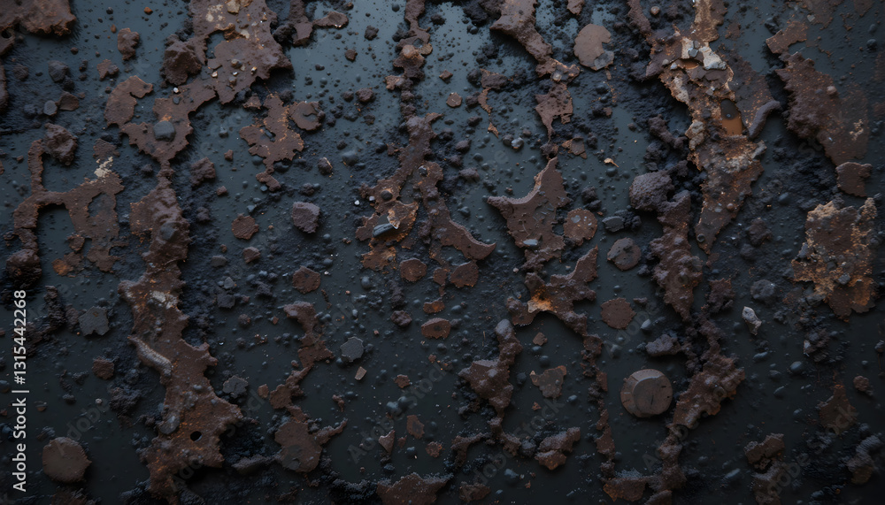 Dark Rusted Metal Surface with Corrosion Patterns Dark Rusted Metal Surface with Corrosion Patterns
