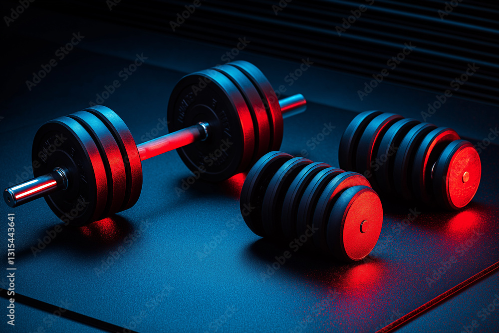 Dumbbell im kreativen Fotostil mit lebendigem Lichtspiel auf Tisch
Dumbbell im kreativen Fotostil mit lebendigem Lichtspiel auf Tisch