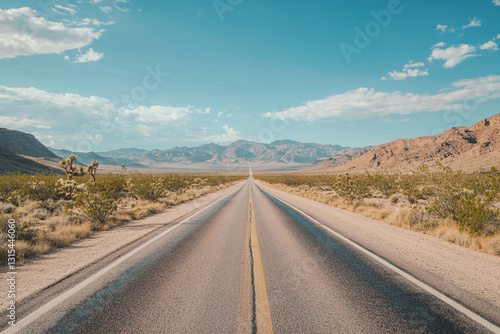 Scenic desert highway road trip summer travel adventure journey sky sun blue open path view route
