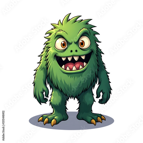 green monster cartoon, Funny lawn green monster