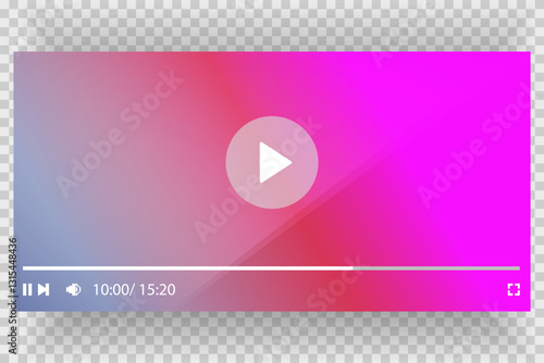 Template video player for web and mobile apps. Modern multimedia playback application. Audio player control panel, media music player.