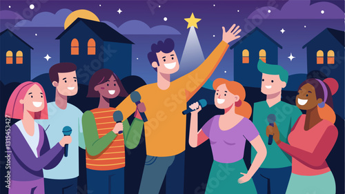 As the night came to an end residents left the open mic with a sense of pride and satisfaction knowing that they had contributed to the vibrant and creative community within their. Vector illustration