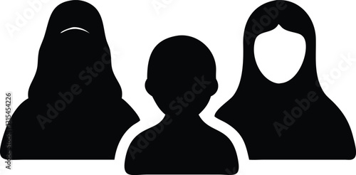 Silhouette of a Family Wearing Hijabs