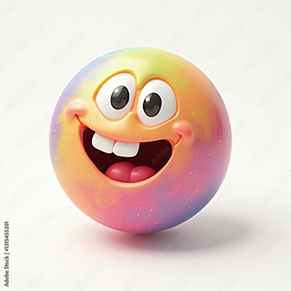Fototapeta premium 3D cartoon ball with glossy texture and bright colors