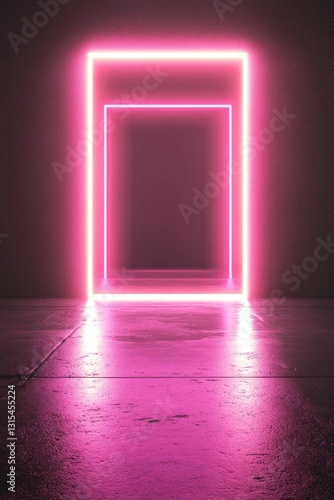 Pink Neon Rectangles Empty Room