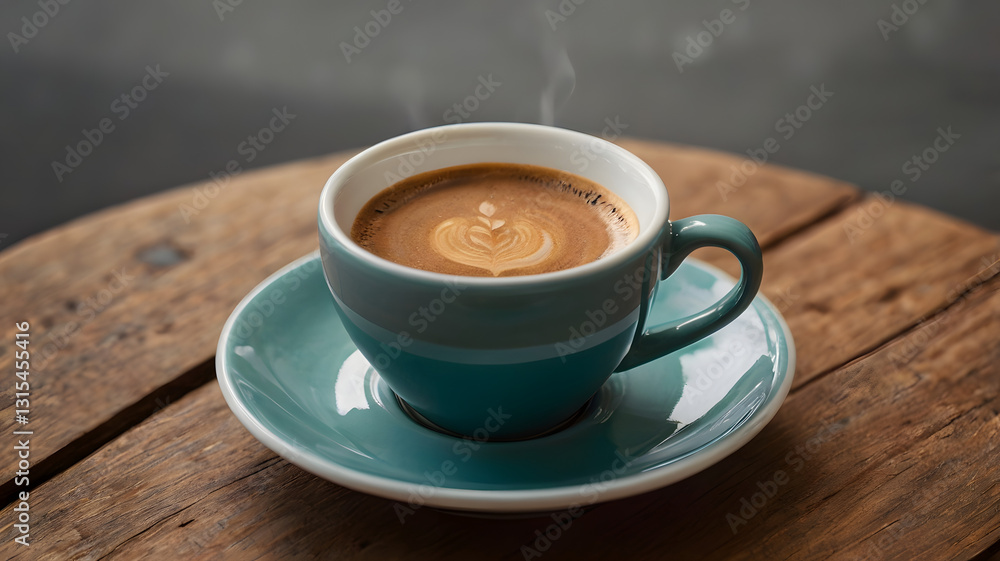 Fototapeta premium cup of coffee on wooden table, ai generated