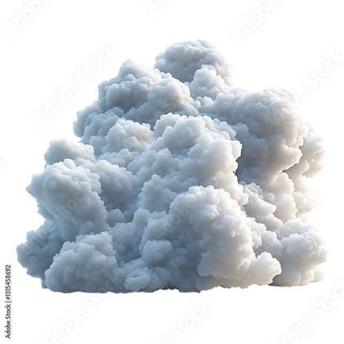 A Fluffy 3D Cloud with Soft Textures Glowing Isolated on Transparent Background