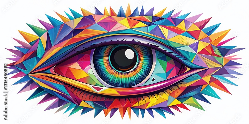 Abstract Geometric Eye Art: Bold Colors & Intricate Design Abstract Geometric Eye Art: Bold Colors & Intricate Design