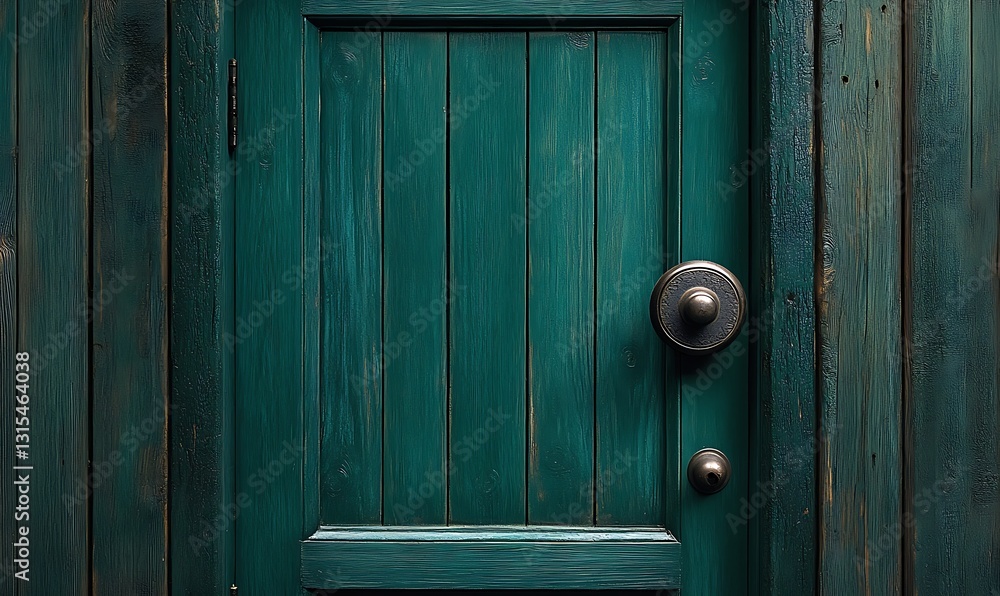 Close Up Of Weathered Teal Wooden Door With Metal Hardware Close Up Of Weathered Teal Wooden Door With Metal Hardware