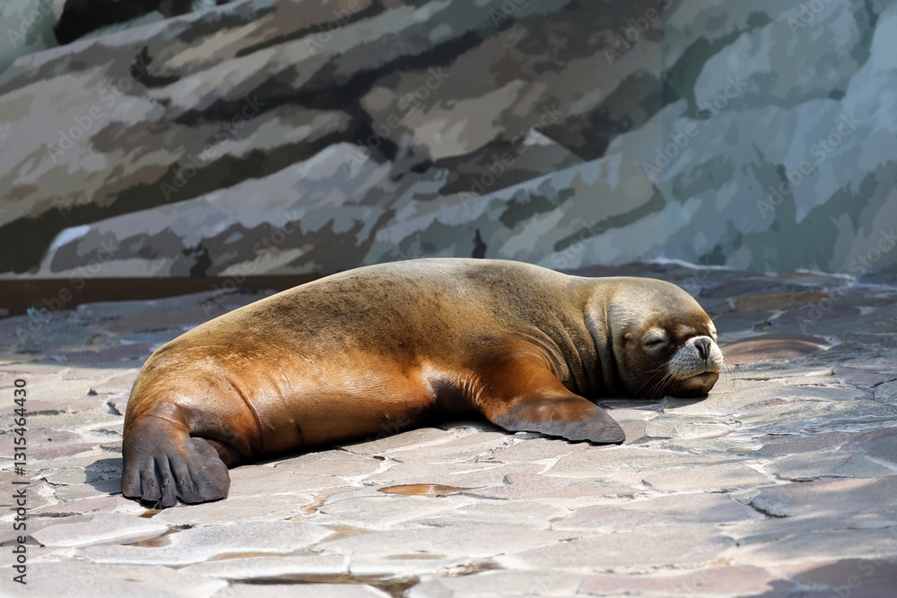 Obraz premium うつ伏せで寝るオタリアのメス