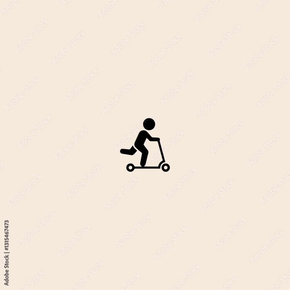 Man on Kick Scooter icon flat vector design. Man on Kick Scooter icon flat vector design.