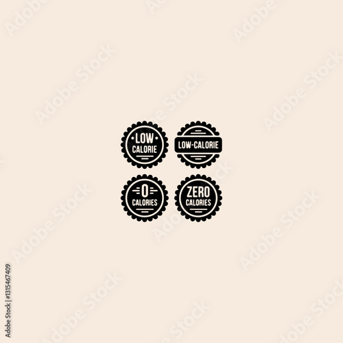 Low or Zero Calorie Product Label set icon flat vector design.
